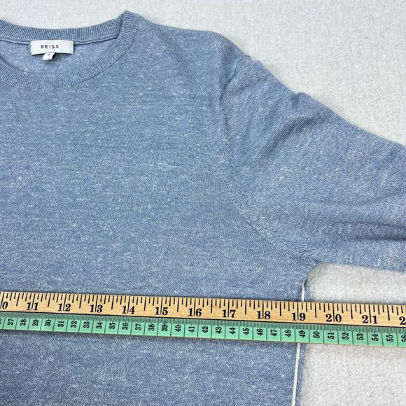 Reiss Grayson Sweater Mens S Linen Wool Blend Light Blue Long Sleeve Crew Jumper - Picture 8 of 10